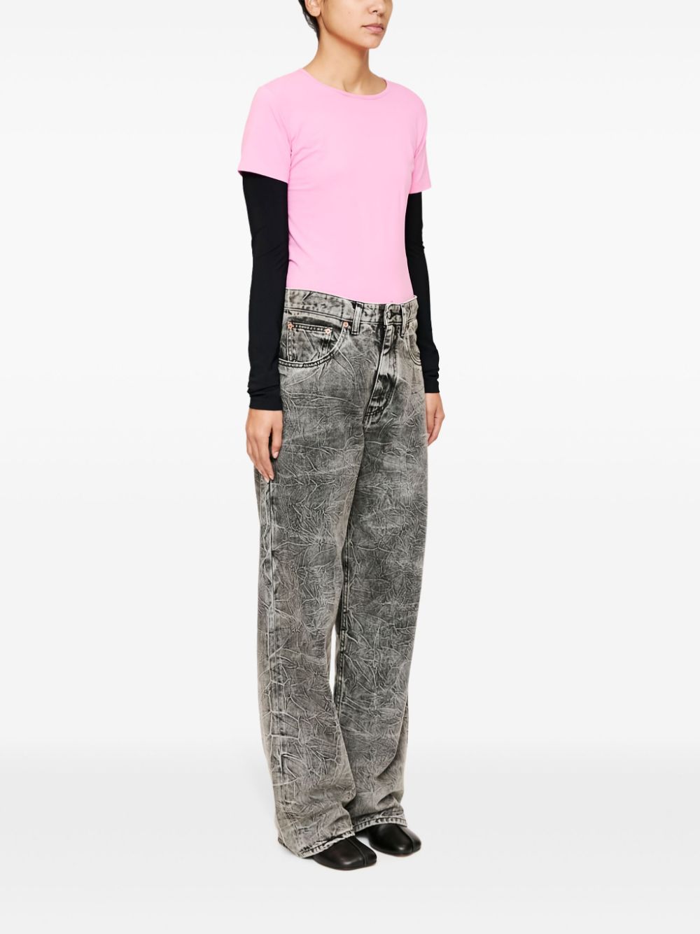 デニム・ジーパン MM6 MAISON MARGIELA Woman Jeans Grey S52LA0237M30011 860 MM6 Maison Margiela: Women's Distressed Jeans (Grey Blue